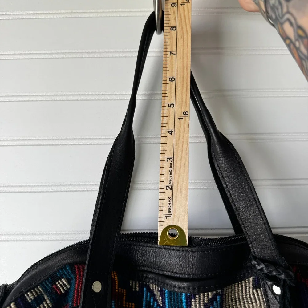 Maria's Artisan Shop Boho Tribal Woven Leather Tote‎ Bag Fringe Backpack - Picture 9 of 14